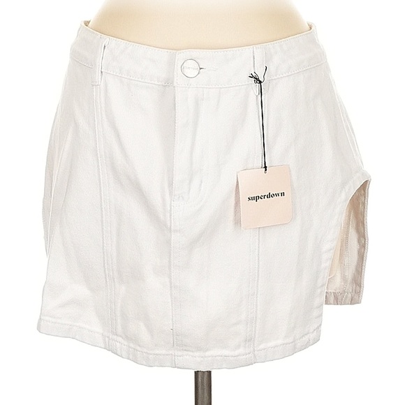 superdown Dresses & Skirts - Superdown white denim mini skirt - M - NWT